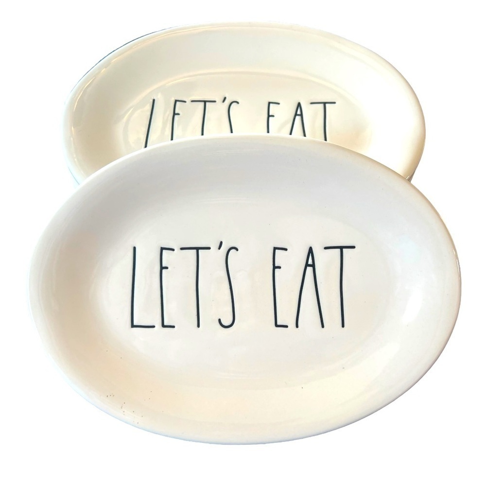 RAE DUNN “Let’s Eat” Oval Small Plates Set of Four​​​​​​